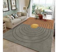 QJDTZMD Rug for Living Room 130 x 180 cm Area Rug Hallway Non-Slip Washable Indoor Decorative Rugs for Bedroom Kitchen Office Modern geometric lines gray orange