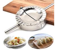 QJFCare Stainless Steel Ravioli Mold Big Dumpling Press Maker Wonton Wrapper Pierogie Pie Crimper Pastry Dough Press Cutter,Goya Empanada Press Mold,Ravioli Mould Crimper,With handle - X-Large(5 inch)