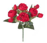 QJFORU Fake flowers,flower bouquet,silk flowers,30CM Fake Roses Silk Peony Christmas Decorations Vase for Home Wedding Bridal Bouquet Indoor(Red)