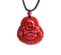 QJFORU Jade Pendant,Natural Cinnabar Purple Gold Sand Money Buddha for Women Neaklaces Genuine