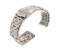 QJFORU Leather Watch Straps,Leather Replacement Watch Band,Solid Durable Tapered Strap With Curved End Stainless Steel Safety Buckle 20mm 22mm General Black, Silver Bracelet(20mm,Silver)
