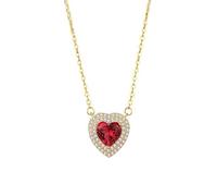 QJFORU Silver Jade Necklace,Jade Pendant,Cute Red Heart Necklace Women Sterling Silver Gold-Plated Love Jewelry for Wife Girlfriend Daughter