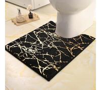QJHOMO Black and Gold 50 x 50 cm Luxury Bathroom Accessories Soft Microfibre Absorbent Non-Slip Bath Mat