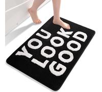 QJHOMO Black Bath Mat Non Slip Bath Mats for Bathroom Cute Bathroom Accessories, You Look Good Bath Rug Extra Thick Bathmat Cool Decor Rugs, Super Absorbent Floor Mats Machine Washable Carpet 55x81 cm