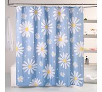 QJHOMO Blue Floral Shower Curtain Set Cute Daisy Bathroom Curtain, Washable Waterproof Fabric Small Stall Shower Curtains with 6 Hooks, Modern Aesthetic Decor Colorful Flower Shower Curtain 36x72 inch