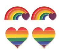 QJIBOVM 4pcs Gay Pride Pin Rainbow Flag Pins Festival Badge Accessories Enamel with Gold Edge Decoration Equality Gay Lesbian Progress Flag Lapel Pin for Men Women Clothes and Bags