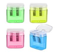 QJIBOVM 4pcs Pencil Sharpeners Manual Pencil Sharpener with Cover Dual Hole Pencil Sharpener Manual for Kids Students School Home Office Supply Multicolor