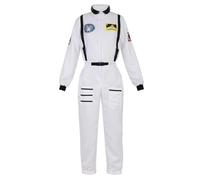 QJIRZB Astronaut Costume Adult for Women Cosplay Costumes Spaceman Jumpsuit Space Suit Halloween (White, 3XL)