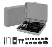 QJIRZB Hole Saw Kit 18Pcs Carbon Steel Hole Saw Set with 13 Sizes (19-127mm) for Wood, Plasterboard, Thin PVC