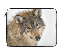 Qjjinxior 13inch Laptop Case, Brown Wolf Head Laptop Sleeve