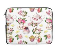 Qjjinxior 13inch Laptop Case, Cake And Teapot Floral Laptop Sleeve