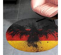 Qjjinxior 90 * 90cm Flannel Small Round Rug, Germany Flag Eagle Floor Mat, Non Slip Rugs for Bedroom, Living Room, Decor