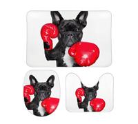Qjjinxior Bathroom Mat Sets 3 Piece, French Bulldog Boxer Bath Mat And Toilet Mat Set, Non-Slip Toilet Mat for Bathroom, Toilet