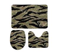 Qjjinxior Bathroom Mat Sets 3 Piece, Tiger Stripe Camo Bath Mat And Toilet Mat Set, Non-Slip Toilet Mat for Bathroom, Toilet
