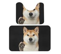 Qjjinxior Bathroom Mat, Shiba Lnu Knock Bath Mats Set of 2, Absorbent Soft 1 Bathtub Rug And 1 U Shape Toilet Mat