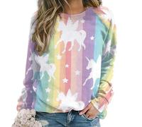 Qjjinxior Casual Ladies Jumper, Black Horse Sweatshirts for Women, Crewneck Long Sleeve Top