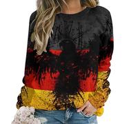 Qjjinxior Casual Ladies Jumper, Germany Flag Eagle Sweatshirts for Women, Crewneck Long Sleeve Top