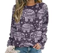 Qjjinxior Casual Ladies Jumper, Sheep Sweatshirts for Women, Crewneck Long Sleeve Top