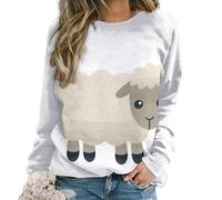 Qjjinxior Casual Ladies Jumper, Sheep Sweatshirts for Women, Crewneck Long Sleeve Top