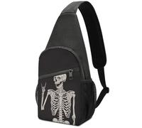 Qjjinxior Chest Bag, Rock And Roll Skeleton Skull Sling Bag, Crossbody Bag Casual Daypack for Men Women