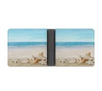 Qjjinxior Coin Pocket, Beach Sea Starfish Leather Wallet, Bifold Credit Card Leather Slim Purse