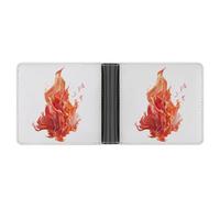 Qjjinxior Coin Pocket, Flame Leather Wallet, Bifold Credit Card Leather Slim Purse