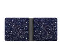 Qjjinxior Coin Pocket, Glow in The Dark Constellations Midnight Leather Wallet, Bifold Credit Card Leather Slim Purse