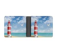 Qjjinxior Coin Pocket, Lighthouse Leather Wallet, Bifold Credit Card Leather Slim Purse