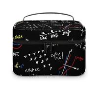 Qjjinxior Cosmetic Bag, Math Linear Mathematics Education Makeup Bag, Leather Travel Toiletry Bag for Women