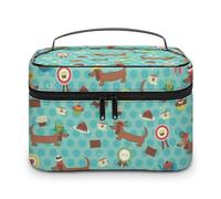 Qjjinxior Cosmetic Bag, Sausage Dog Makeup Bag, Leather Travel Toiletry Bag for Women