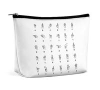Qjjinxior Cosmetic Bag, Sign Language Alphabet Makeup Bag, Portable Toiletry Bag with Zipper for Daily Use, Travel