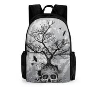 Qjjinxior Daypack, Horror Skull Tree Backpack, Rucksack with Pockets for Hiking Camping Travel