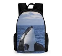 Qjjinxior Daypack, Killer Whales Orca Backpack, Rucksack with Pockets for Hiking Camping Travel