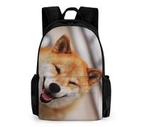Qjjinxior Daypack, Smile Shiba Inu Backpack, Rucksack with Pockets for Hiking Camping Travel