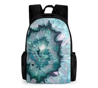 Qjjinxior Daypack, Teal Agate Backpack, Rucksack with Pockets for Hiking Camping Travel