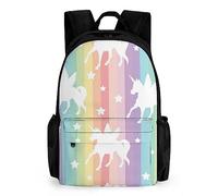 Qjjinxior Daypack, Unicorn Pattern Rainbow Backpack, Rucksack with Pockets for Hiking Camping Travel