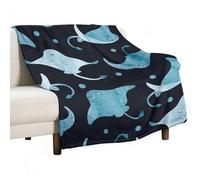 Qjjinxior Flannel Blanket, Manta Ray And Fish Throw Blanket for Couch Sofa Bed Office, Soft And Comfortable Without Pilling