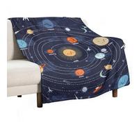 Qjjinxior Flannel Blanket, Space Rocket Planet Solar System Throw Blanket for Couch Sofa Bed Office, Soft And Comfortable Without Pilling