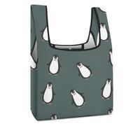 Qjjinxior Foldable Shopping Bag, Penguin Pattern Reusable Grocery Bag, Washable Tote Bag for Daily Use Travel Bags