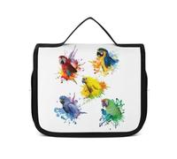 Qjjinxior Hanging Wash Bag, 3D Watercolor Parrot Toiletry Bag, Makeup Bag for Travel, Business, Vacation