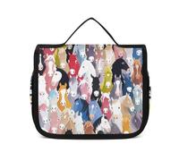 Qjjinxior Hanging Wash Bag, Colourful Cartoon Horses Toiletry Bag, Makeup Bag for Travel, Business, Vacation