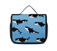 Qjjinxior Hanging Wash Bag, Cute Killer Whale Toiletry Bag, Makeup Bag for Travel, Business, Vacation