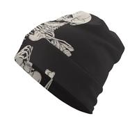 Qjjinxior Knit Hat,Rock and Roll Skeleton Skull Beanie Hat, Beanie Cap for Running Cycling Outdoor Sports