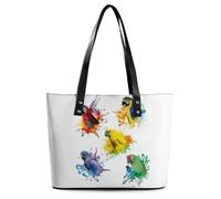 Qjjinxior Ladies Tote Bag, 3D Watercolor Parrot Handbag, Women's Shoulder Bag for Work Daily Travel