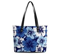 Qjjinxior Ladies Tote Bag, Blue Hibiscus Flower Handbag, Women's Shoulder Bag for Work Daily Travel