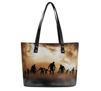 Qjjinxior Ladies Tote Bag, Zombies Dead Men Walking Body at Night Handbag, Women's Shoulder Bag for Work Daily Travel