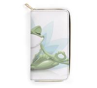 Qjjinxior Leather Wallet, Funny Yoga Frog, Small Size and Large Capacity, Easy to Carry