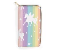 Qjjinxior Leather Wallet, Unicorn Pattern Rainbow, Small Size and Large Capacity, Easy to Carry