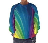 Qjjinxior Long-Sleeve Crewneck Sweatshirt, Colourful RainbowLightweight Casual Jumpers for Men