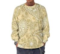 Qjjinxior Long-Sleeve Crewneck Sweatshirt, Gold Paisley PatternLightweight Casual Jumpers for Men